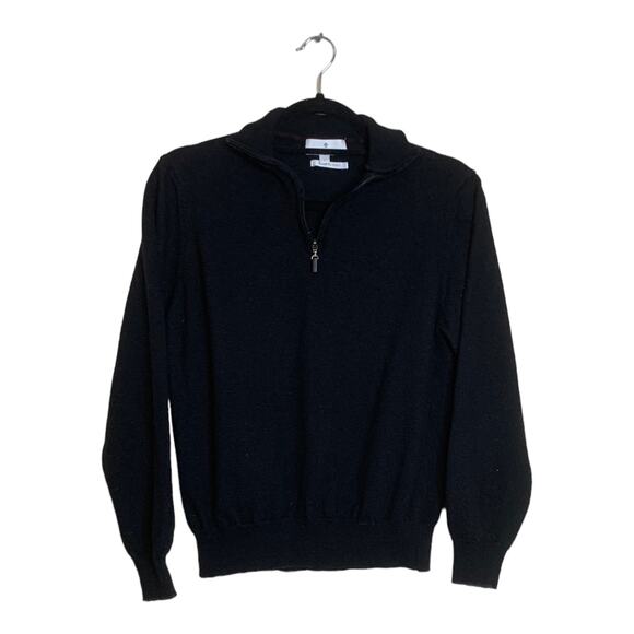 Toscano Firenze black merino wool 1/4 zipper pullover size Large fits Small - Picture 8 of 8